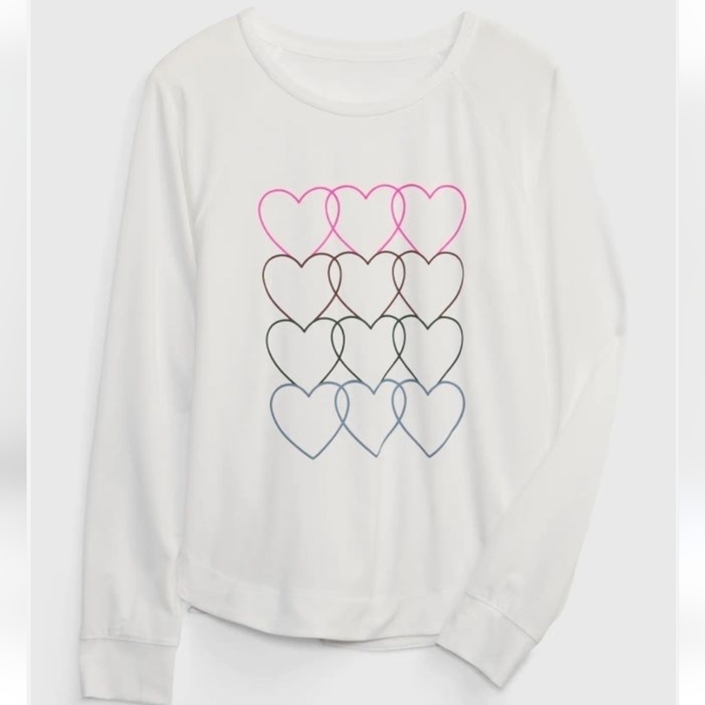 New Gap Kids Raglan Graphic Tee Shirt Long Sleeve Tee Hearts Size XXL 14